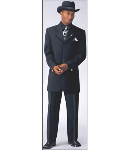 4 Buttons Stylish Sharp Black Ac139 Men's Dress Fashion Suits