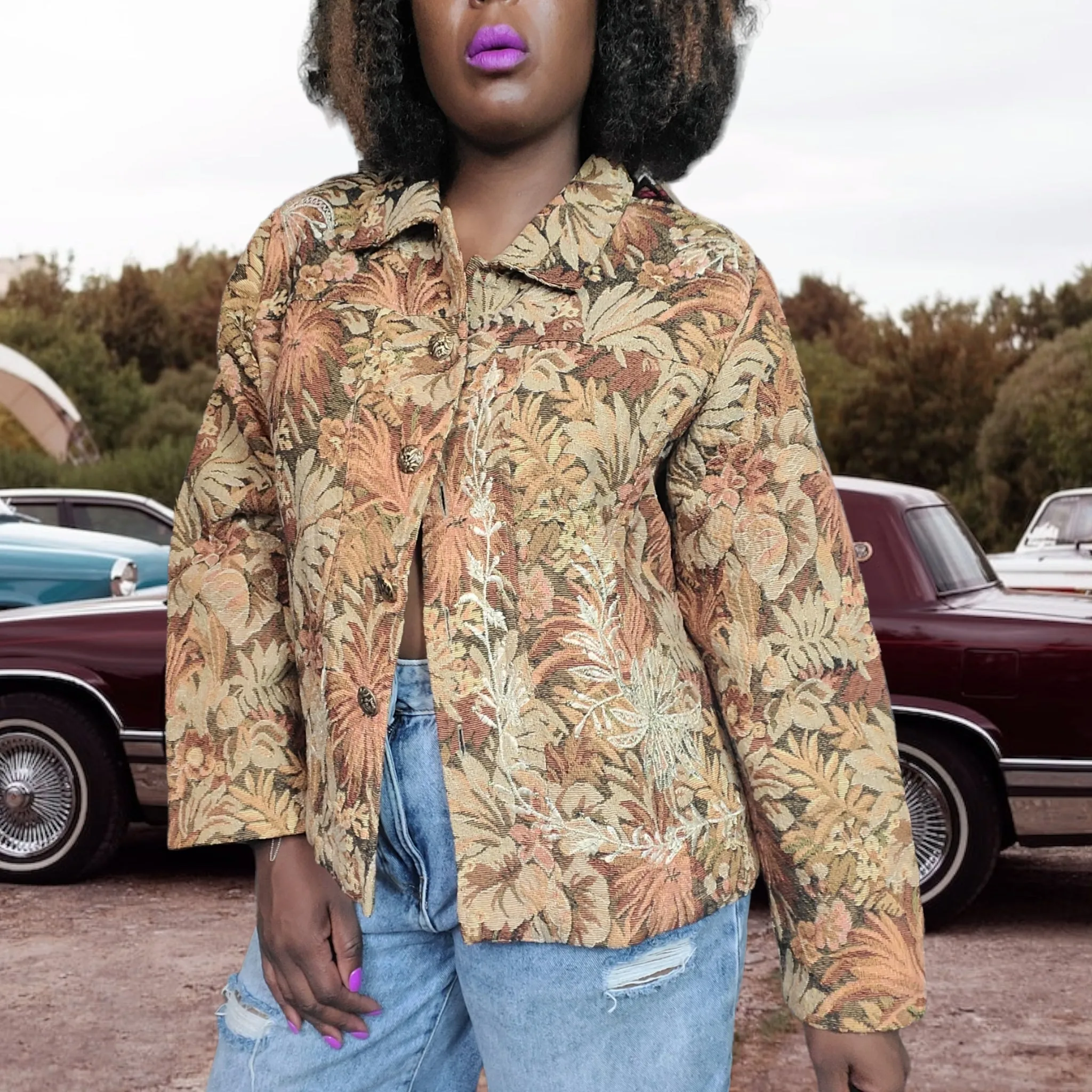 90s Vintage Floral Tapestry Jacket, Alex Kin