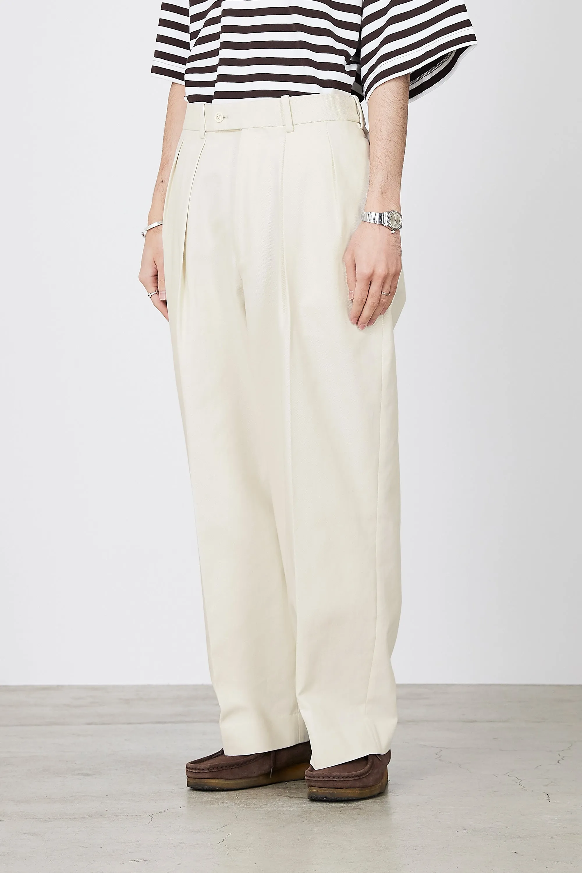 A23B-02PT01C ORGANIC COTTON SURVIVAL CLOTH DOUBLE PLEATED TROUSERS
