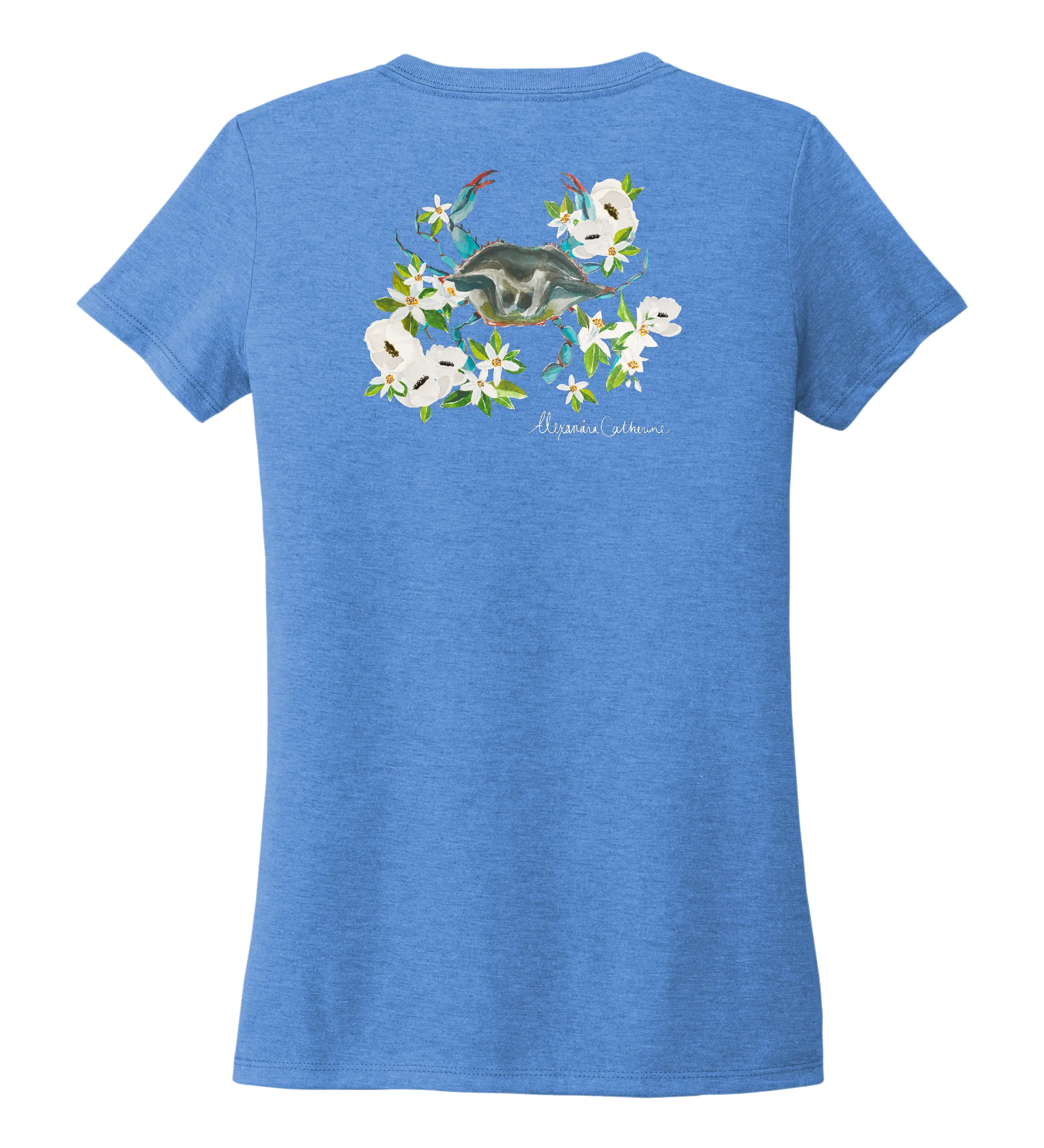 Alexandra Catherine, Blue Crab, Women's V-neck T-shirt in Sky Blue