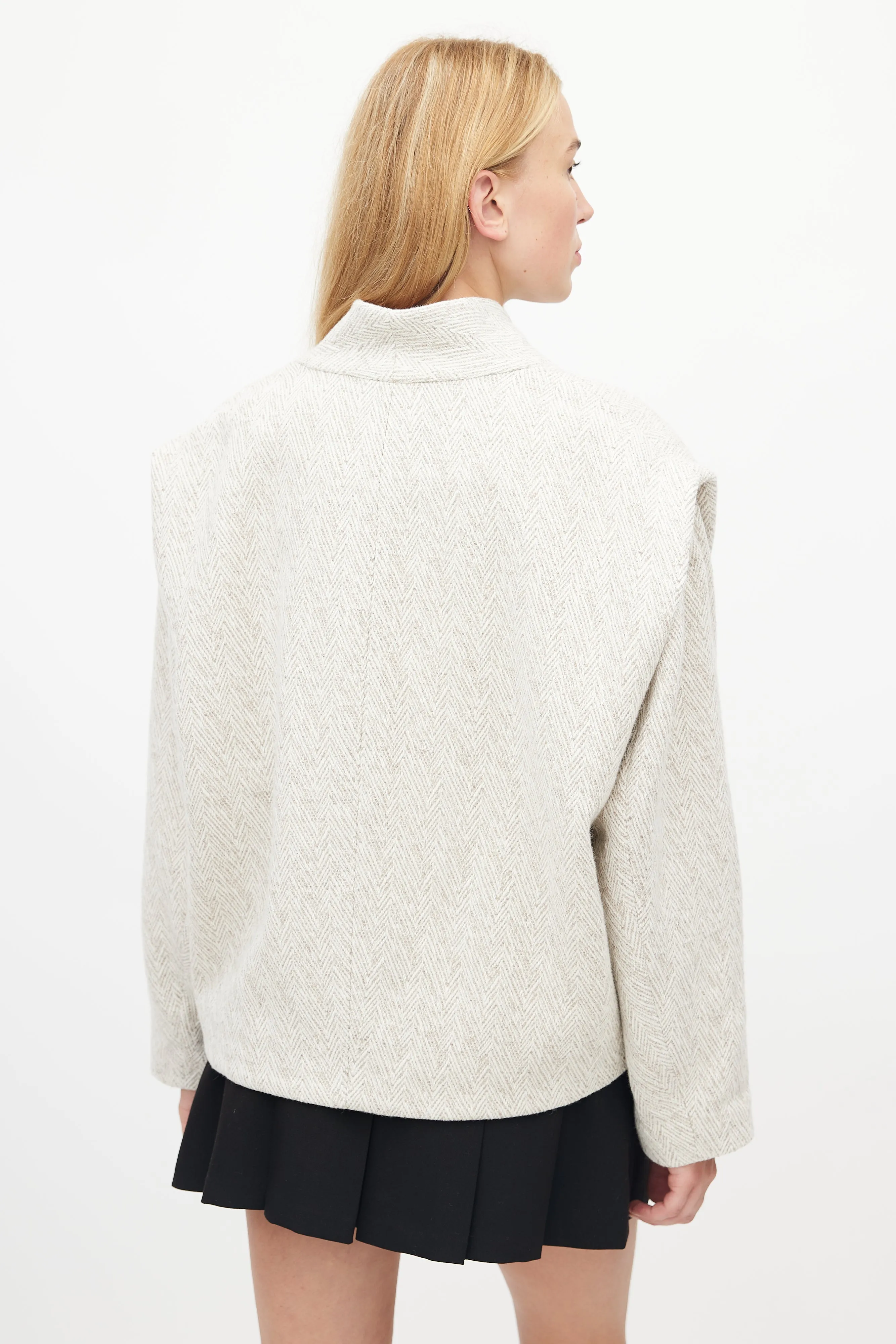 Beige Houndstooth Drogo Jacket
