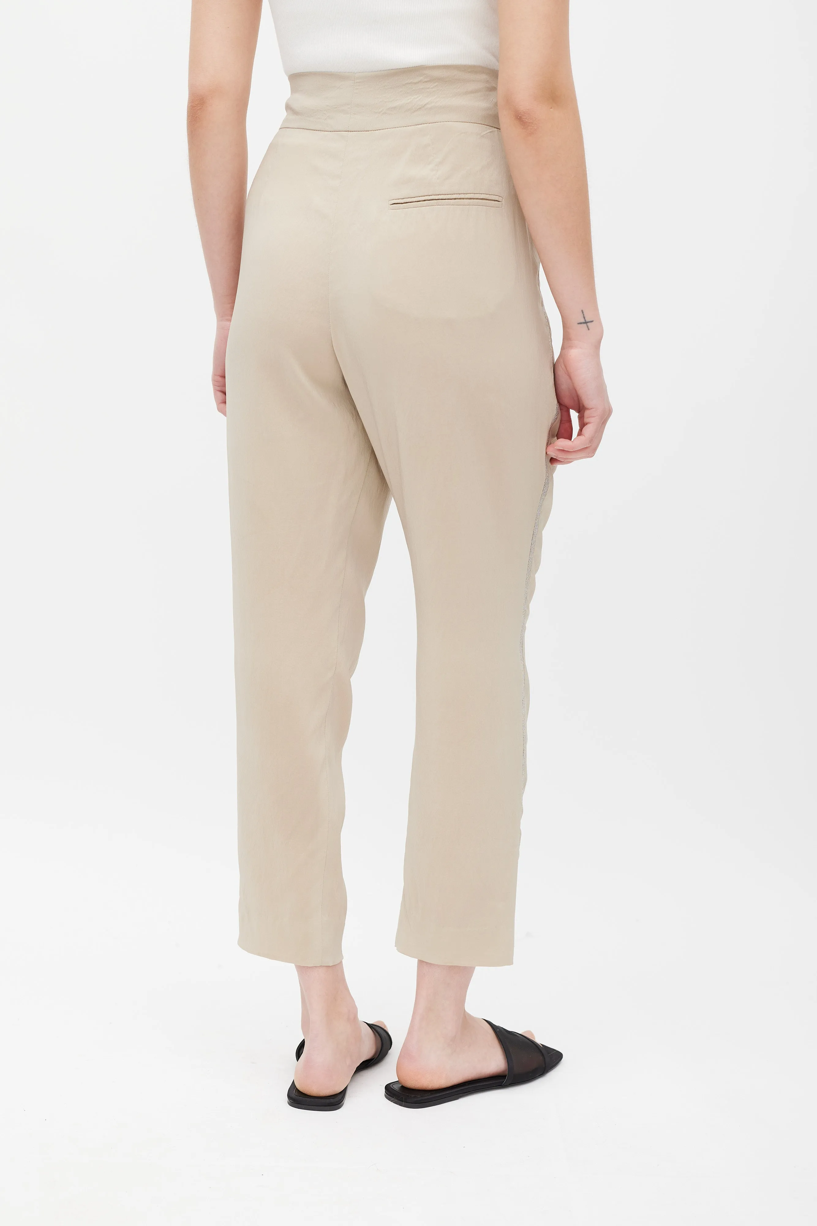 Beige Monilli Silk Trouser