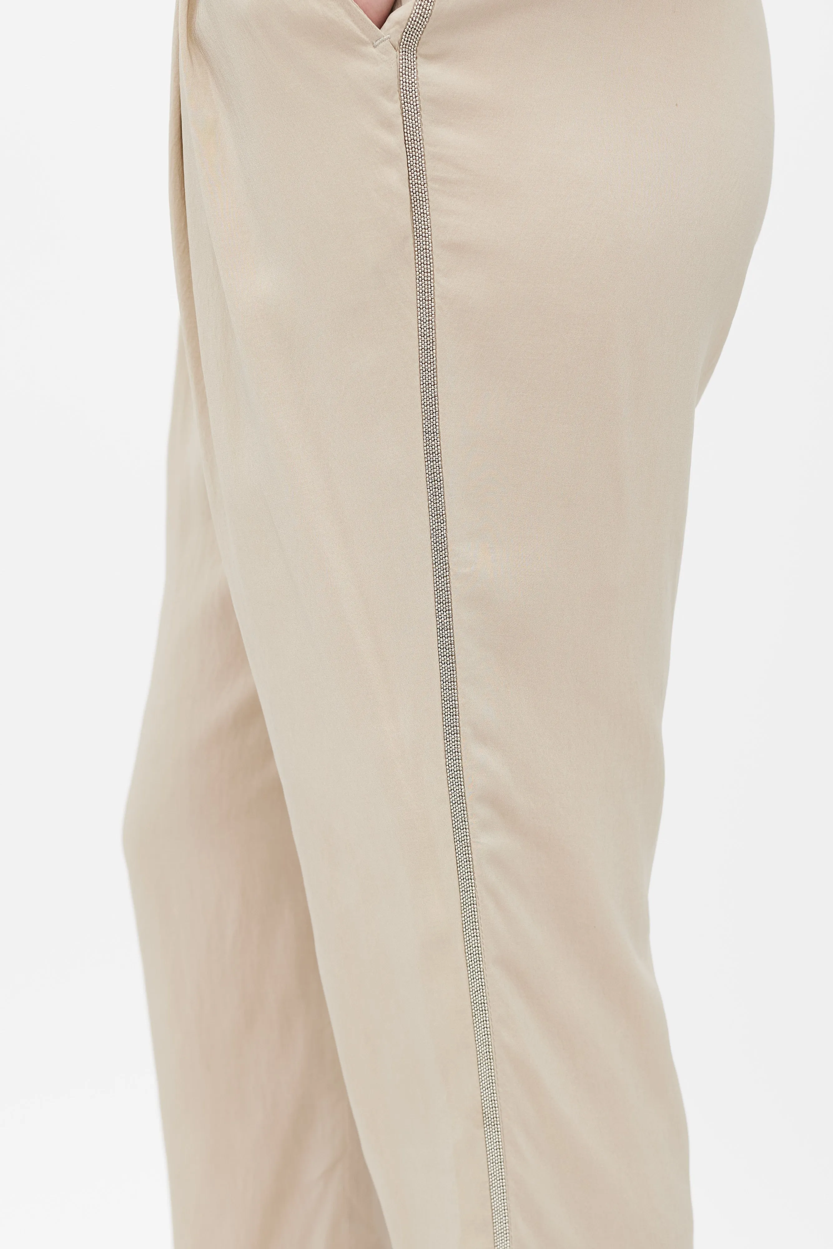Beige Monilli Silk Trouser
