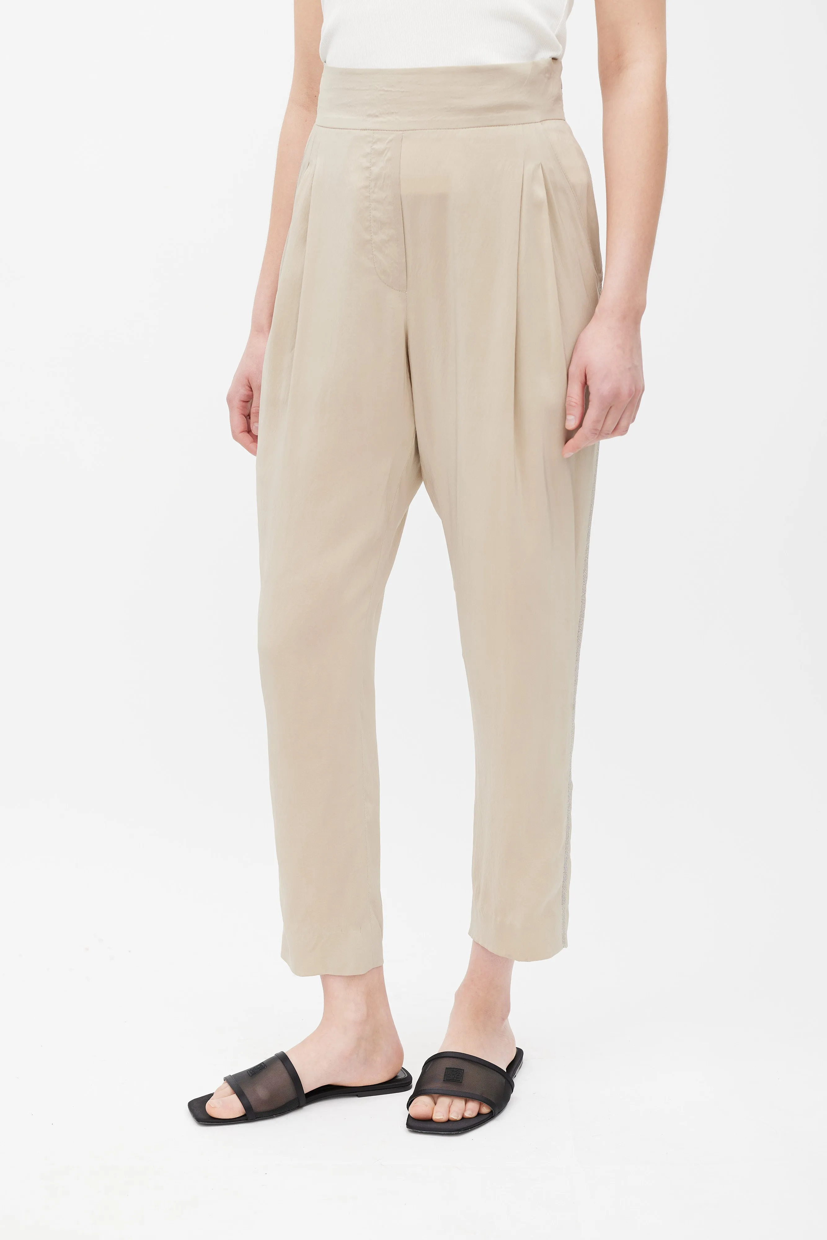 Beige Monilli Silk Trouser