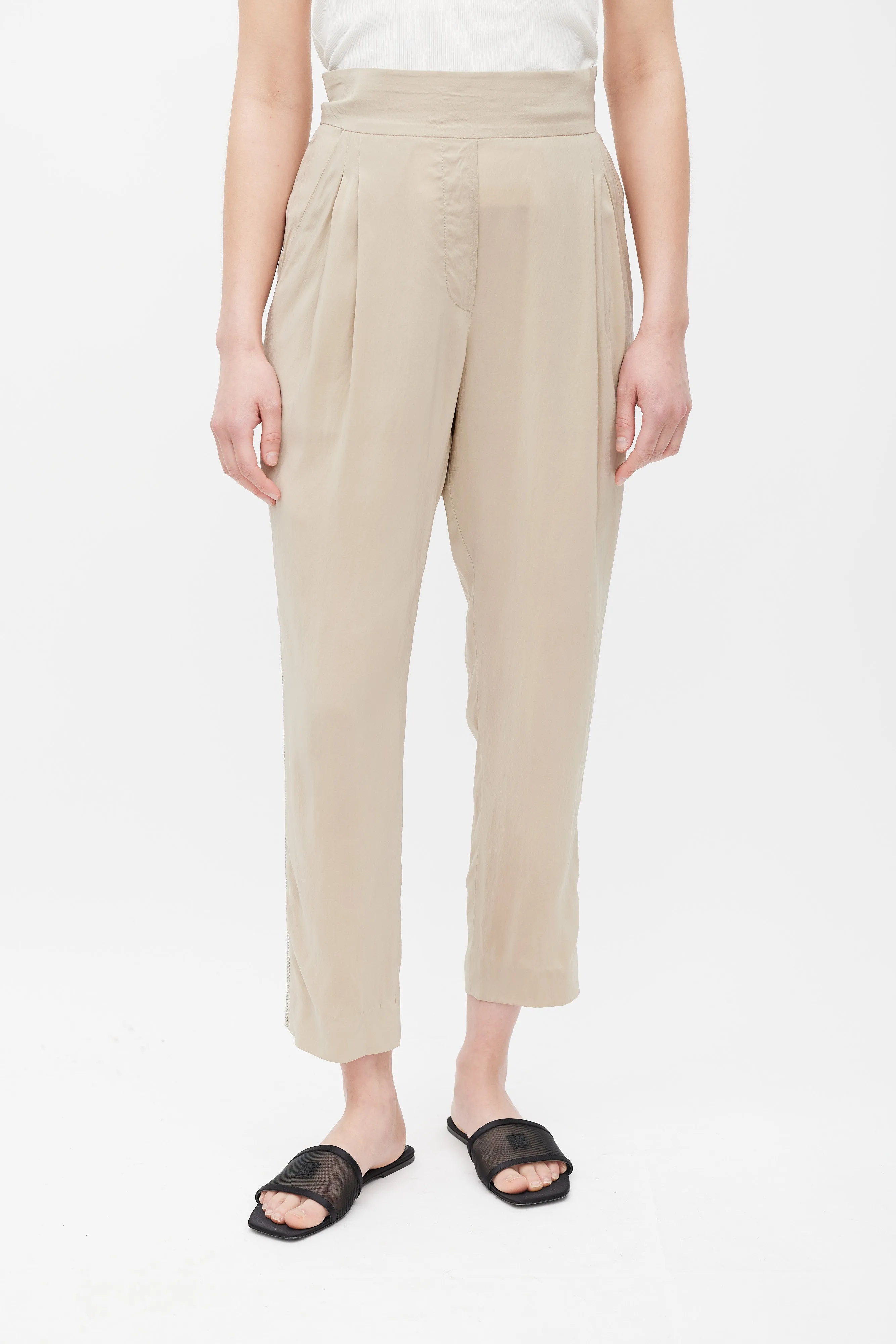 Beige Monilli Silk Trouser