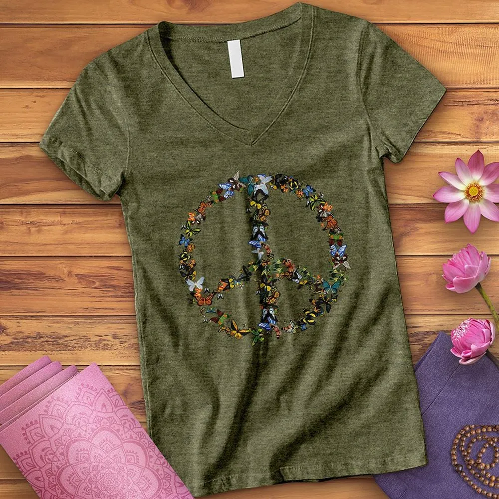 Butterfly Peace Sign V-Neck