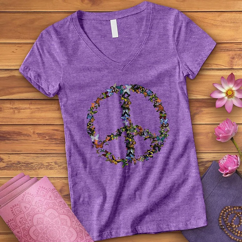 Butterfly Peace Sign V-Neck