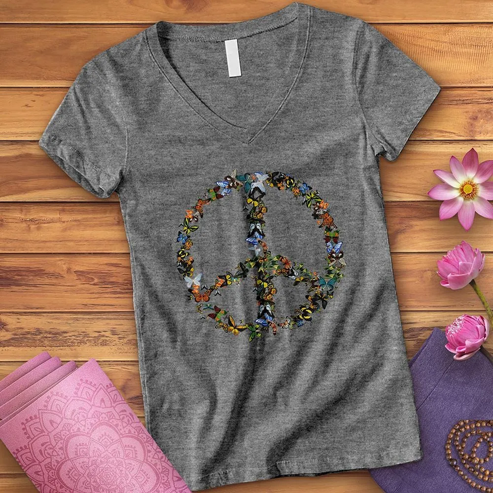 Butterfly Peace Sign V-Neck