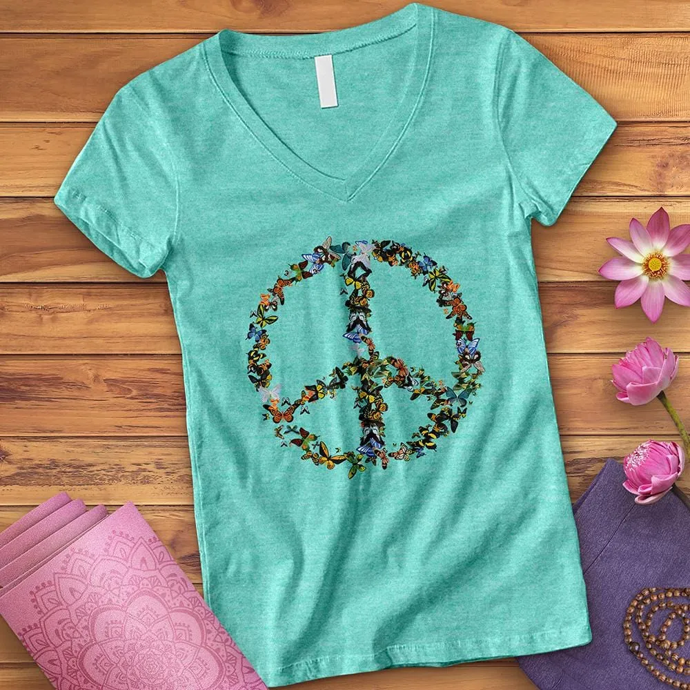 Butterfly Peace Sign V-Neck