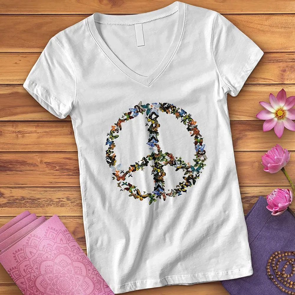 Butterfly Peace Sign V-Neck