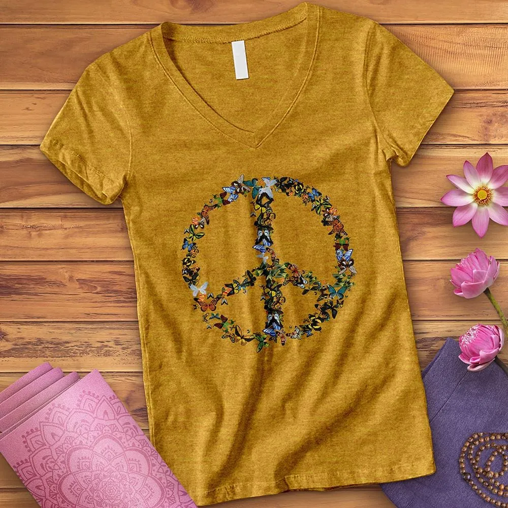 Butterfly Peace Sign V-Neck