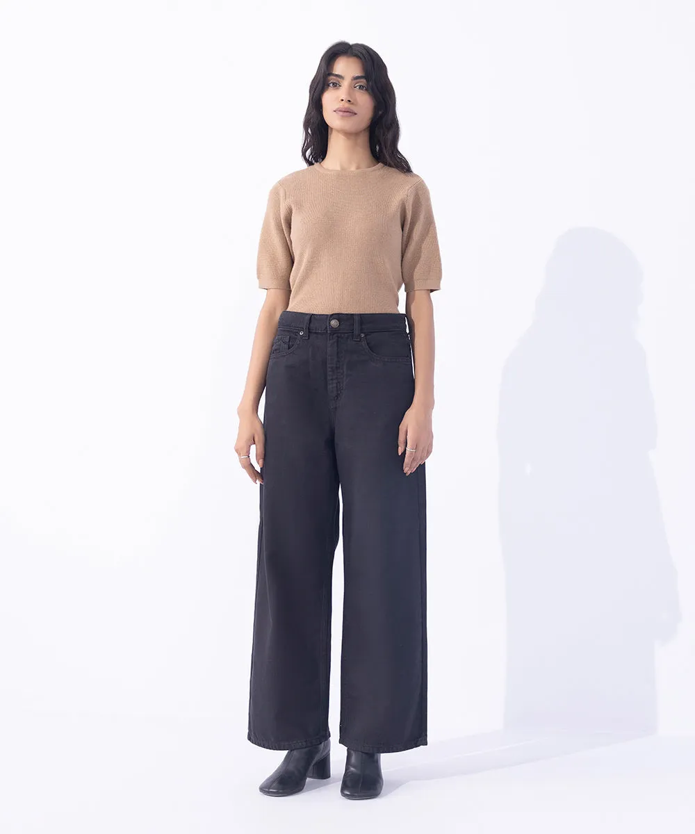 Cropped Wide Leg Fit  Jeans