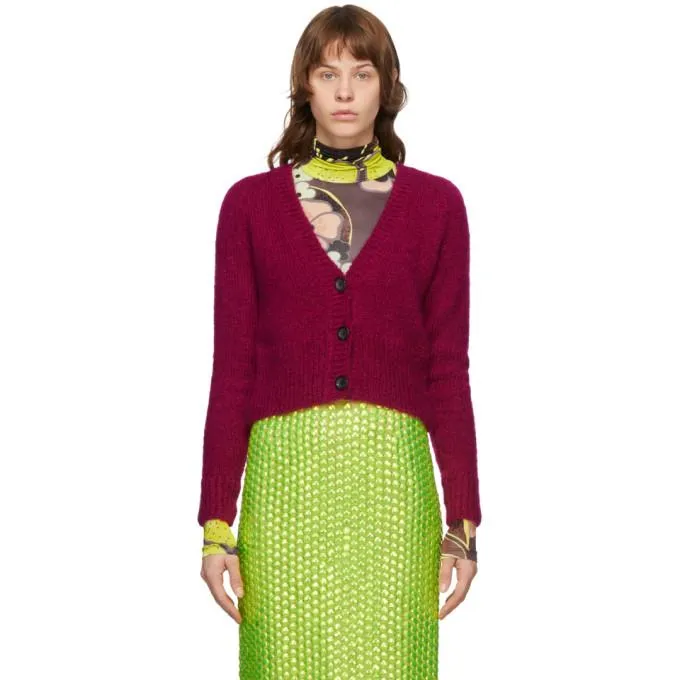 Dries Van Noten Pink Mohair Cardigan