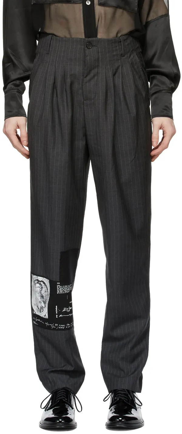 Enfants Riches DÃ©primÃ©s Grey Pinstripe Assemblage Pleated Trousers