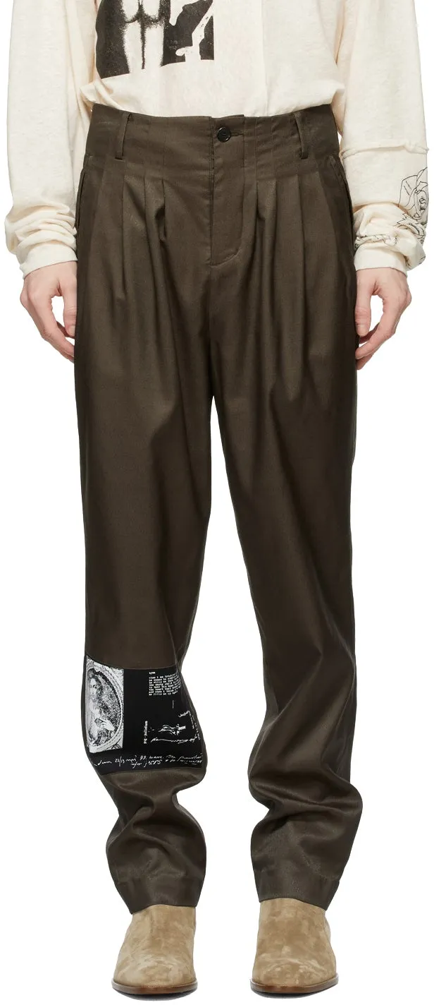 Enfants Riches DÃ©primÃ©s Khaki Tumbling Tears Pleated Trousers