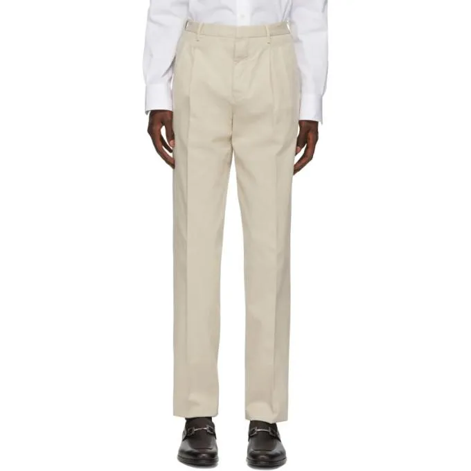 Ermenegildo Zegna Off-White Pleated Trousers