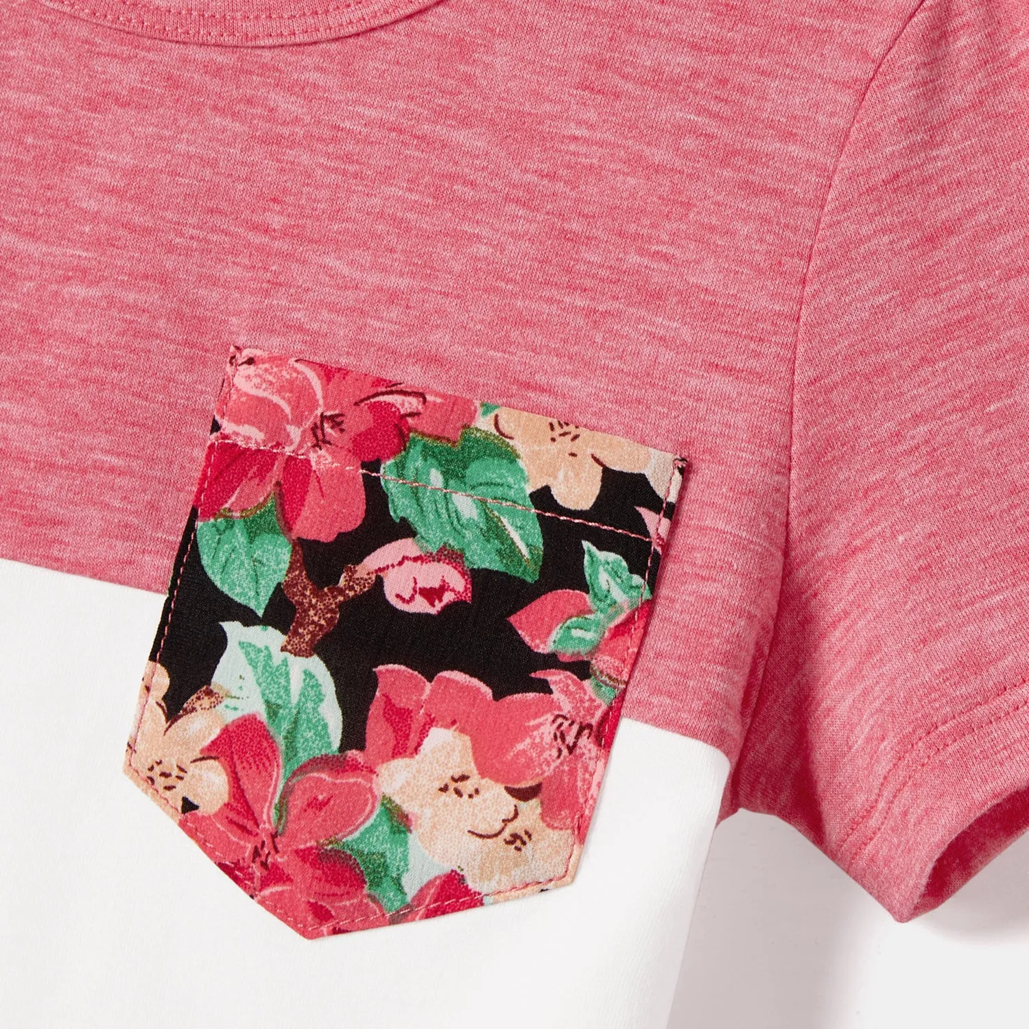 Family Matching Allover Floral Print Ruffled Wrap Knot Side Cami Dresses and Short-sleeve T-shirts Sets