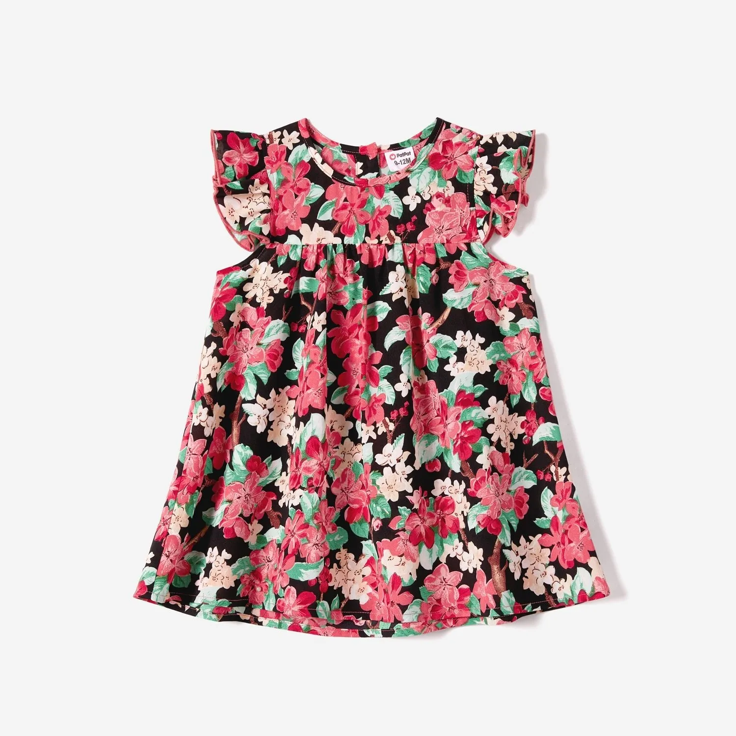 Family Matching Allover Floral Print Ruffled Wrap Knot Side Cami Dresses and Short-sleeve T-shirts Sets