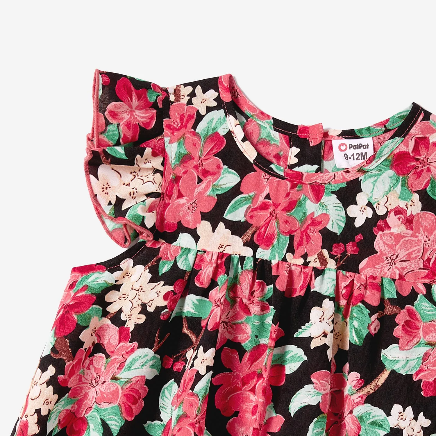 Family Matching Allover Floral Print Ruffled Wrap Knot Side Cami Dresses and Short-sleeve T-shirts Sets