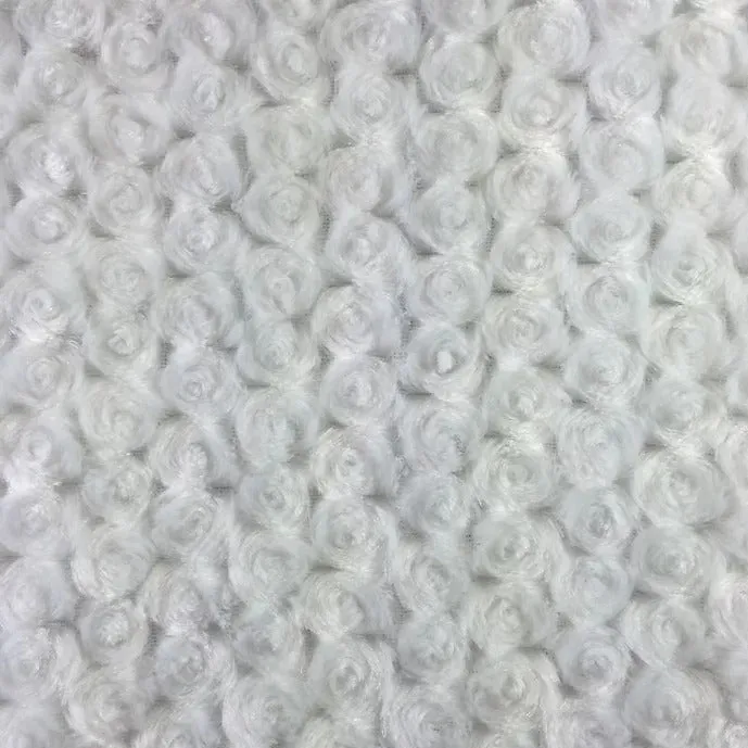 Ivory Rich Rose Rosette Floral Minky Fabric | Super Soft Fabric