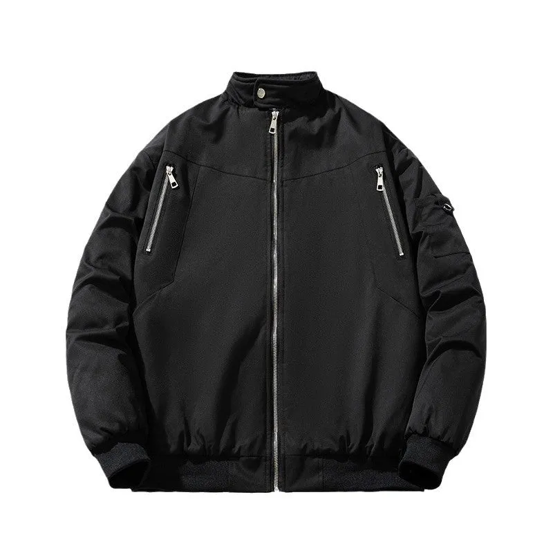 Men Vintage Jackets Autumn and Winter Padded Cotton Thickened Semi-turtleneck Jacket Cotton Jacket