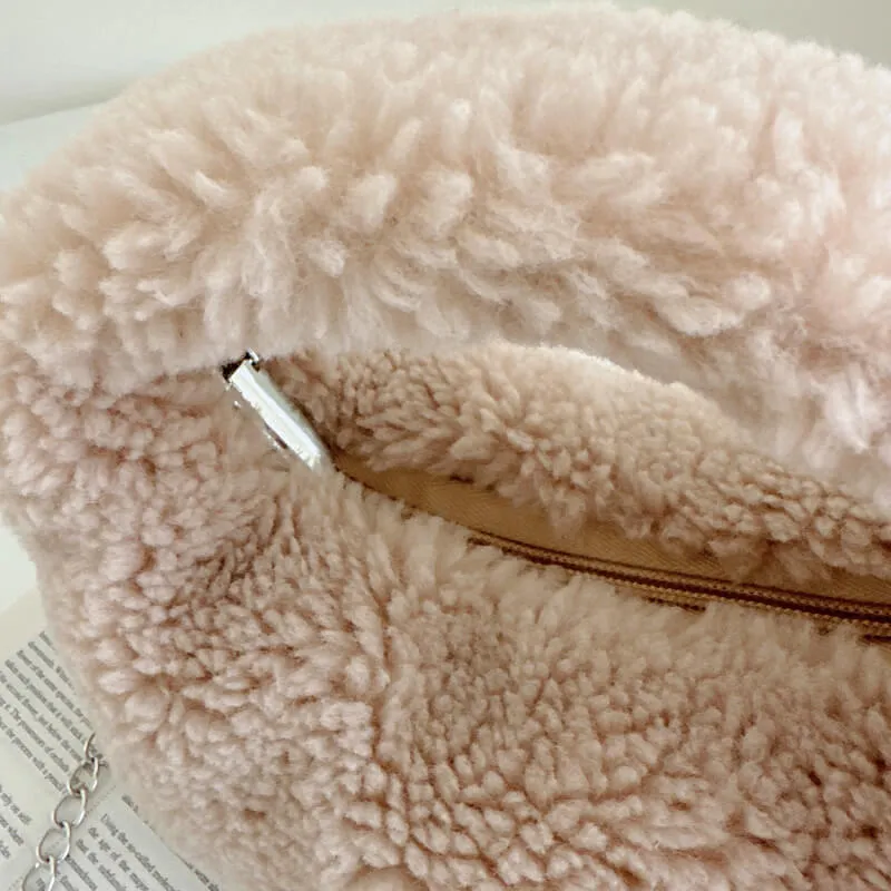Mini Faux Fur Sling Clutch Tote Hand Bag-Showtown
