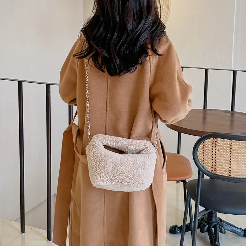 Mini Faux Fur Sling Clutch Tote Hand Bag-Showtown