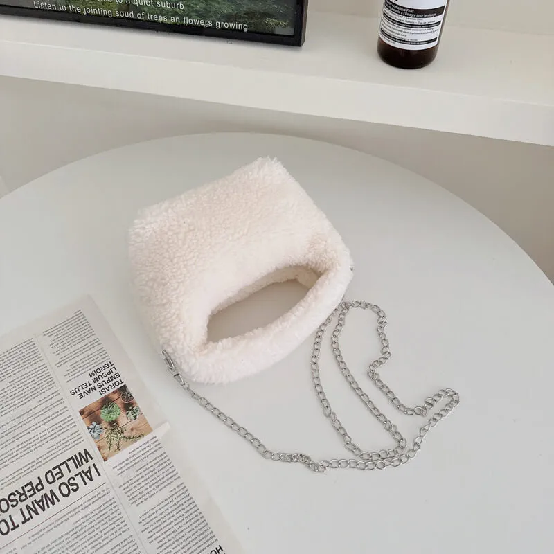 Mini Faux Fur Sling Clutch Tote Hand Bag-Showtown