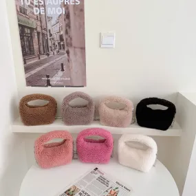 Mini Faux Fur Sling Clutch Tote Hand Bag-Showtown