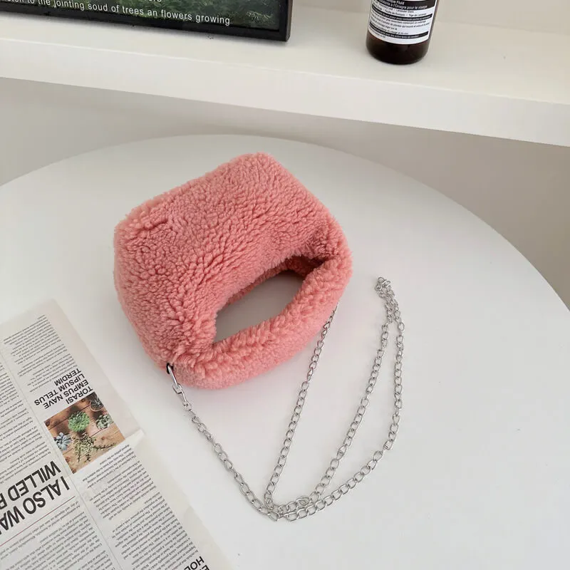 Mini Faux Fur Sling Clutch Tote Hand Bag-Showtown