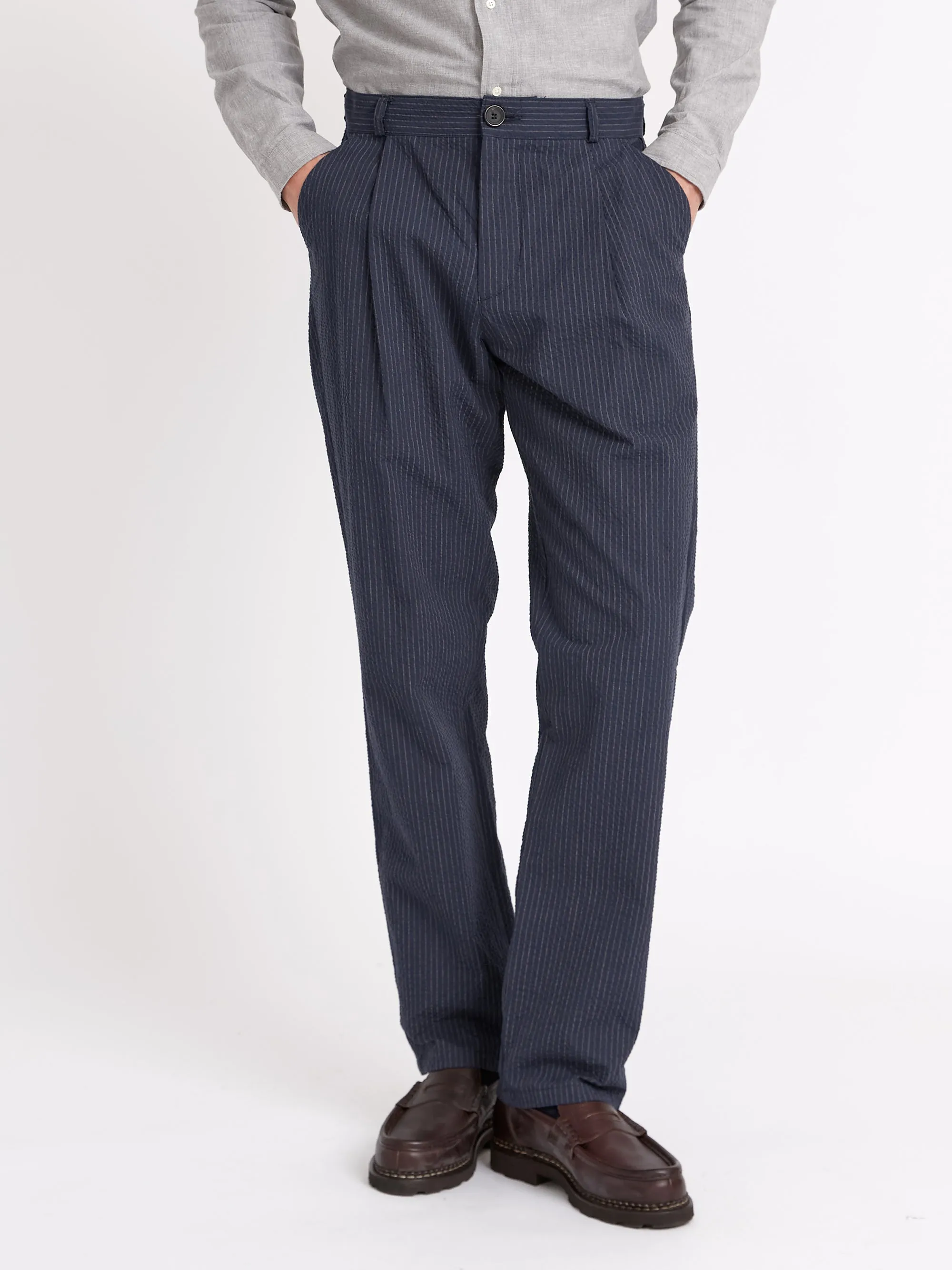 Morton Pleated Trousers - Navy