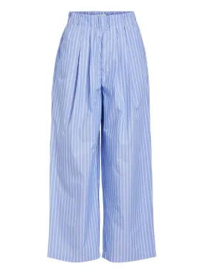 OBJPOPLINA HW PANT 132  | BRUNNERA BLUE WHITE