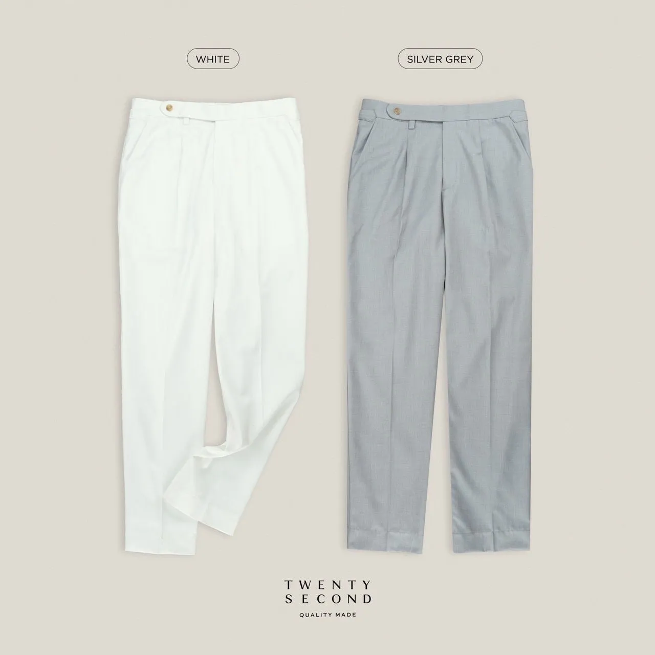 PLEATED WOOL BLEND TROUSERS - DARK GREY