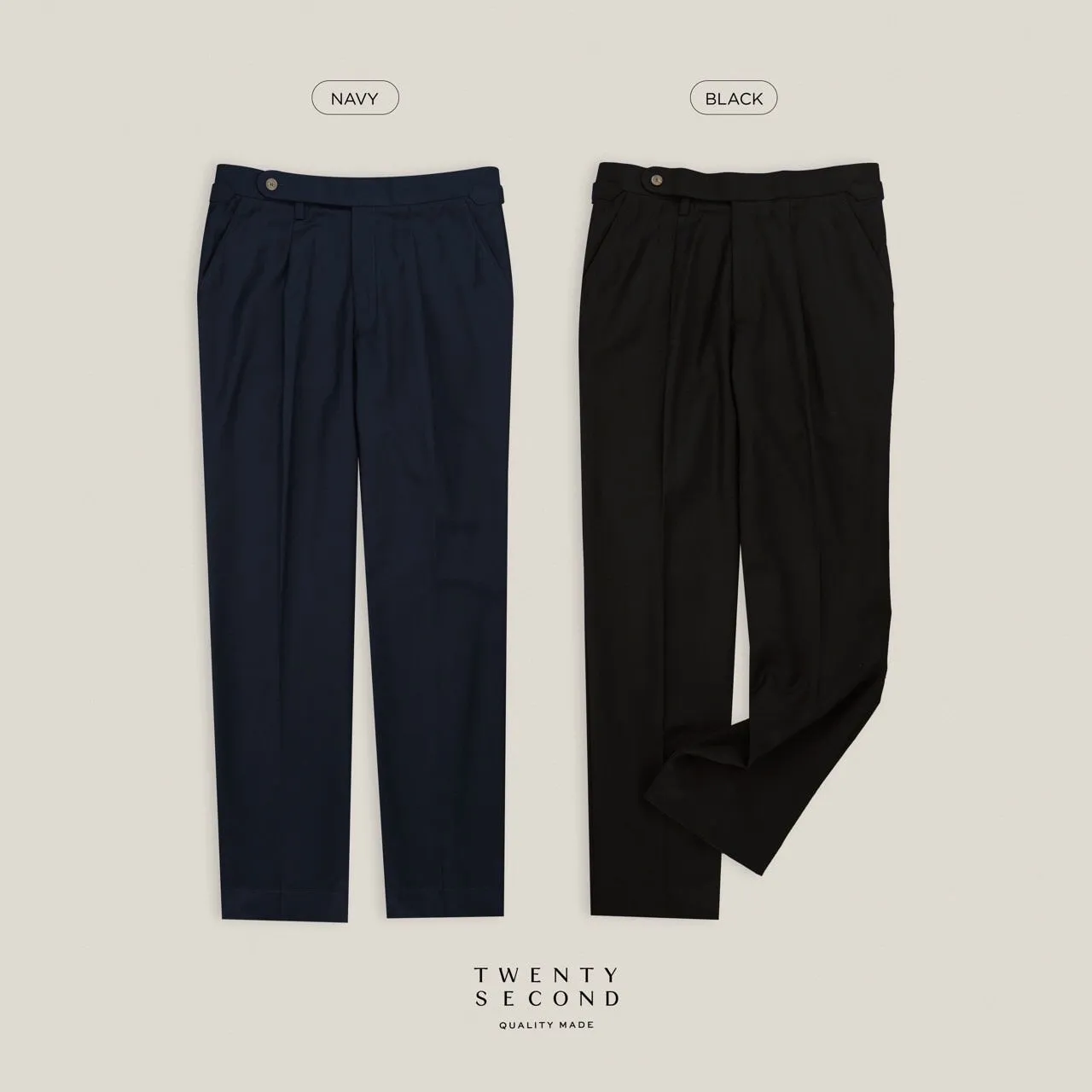 PLEATED WOOL BLEND TROUSERS - DARK GREY
