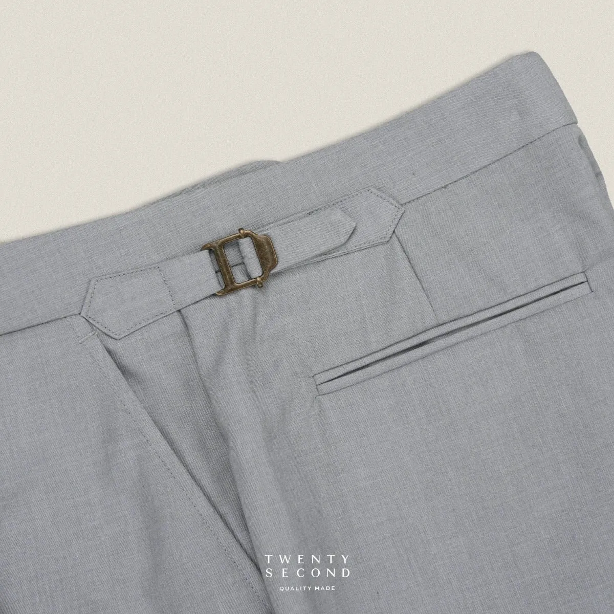 PLEATED WOOL BLEND TROUSERS - SILVER