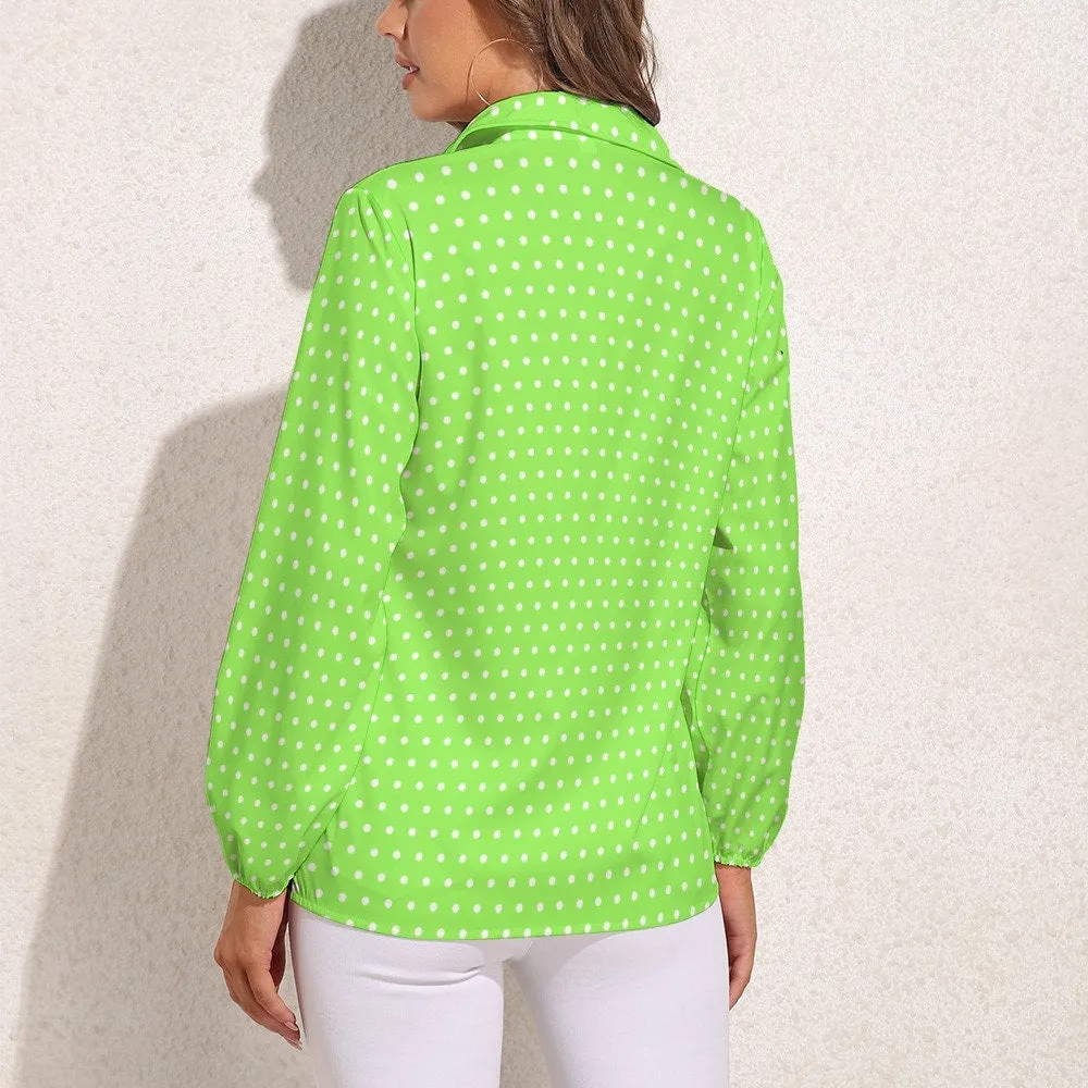Swiss Dot Top, Polka Dot Top, Lime Green top Women, Retro Top Women, 80s 90s inspired top, Semi Sheer top, Vintage inspired top