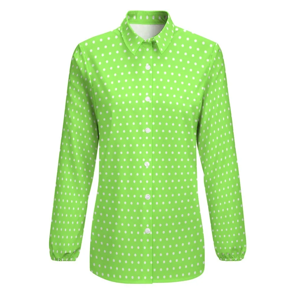 Swiss Dot Top, Polka Dot Top, Lime Green top Women, Retro Top Women, 80s 90s inspired top, Semi Sheer top, Vintage inspired top
