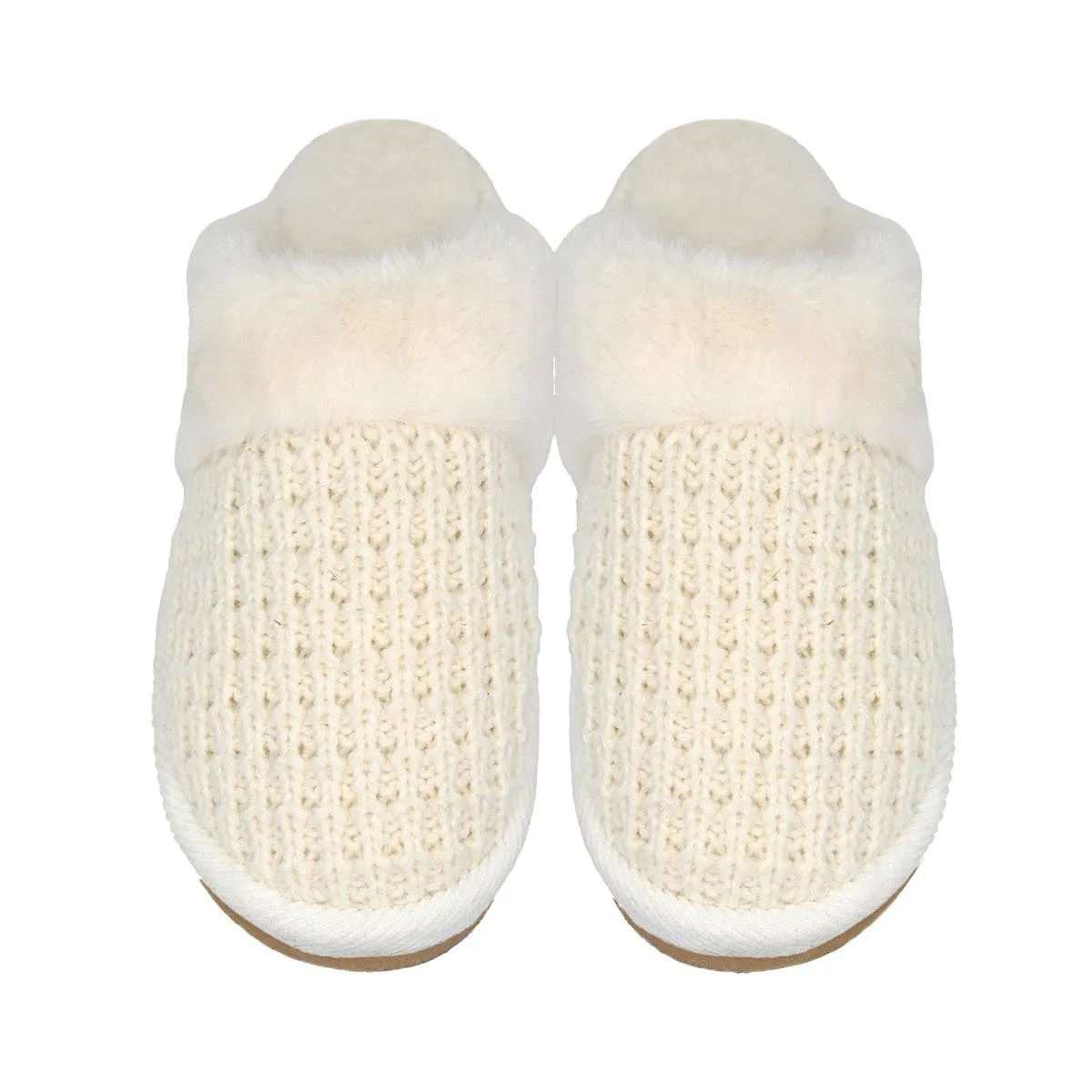 Waffle Knit Faux Fur C.C Slippers SPE0032