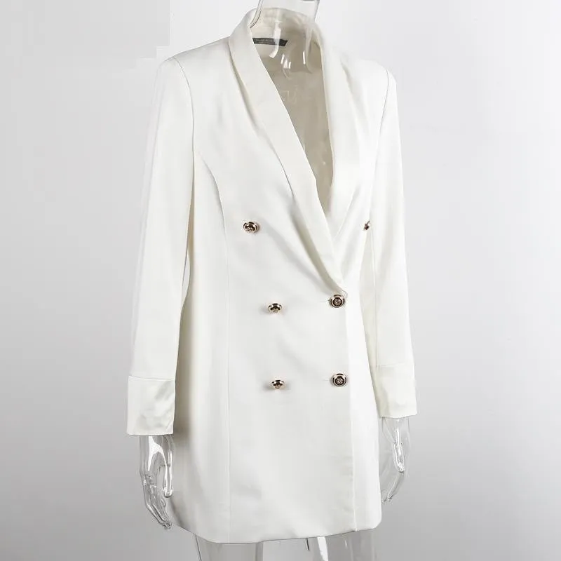 Women's Autumn Double Breasted Long Blazer