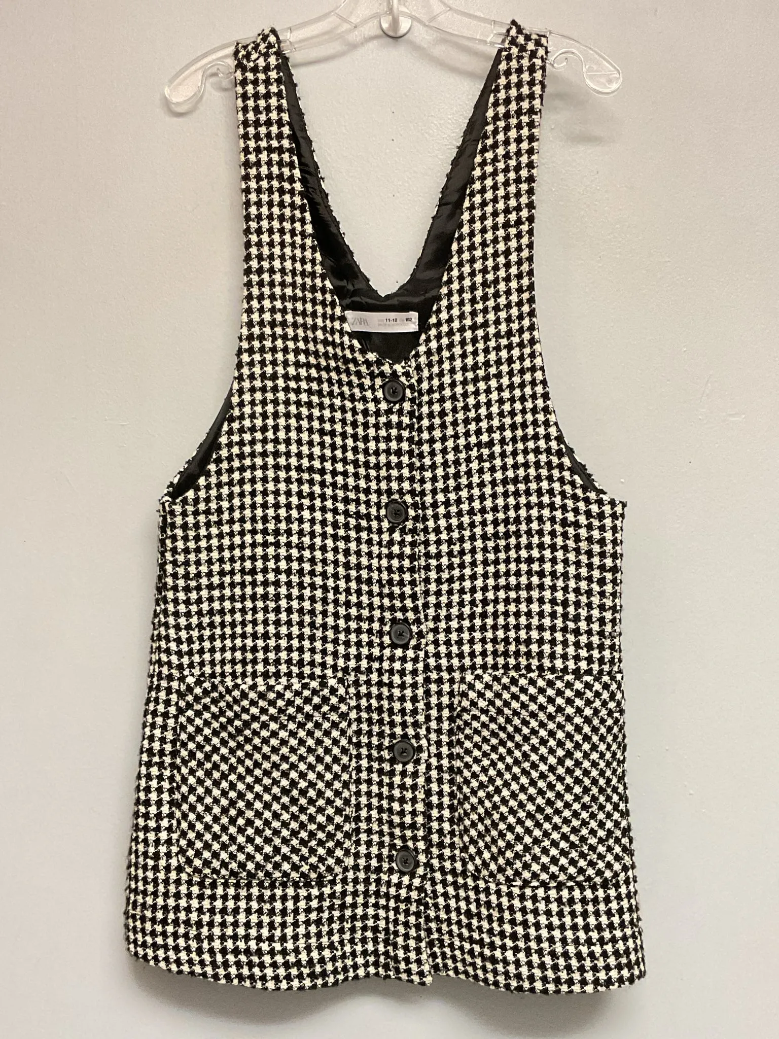 Zara Size 12 Black & White Tweed Big Girls Dress Casual